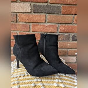 💥💥💥 Sale Faux Suede Pump Heel Zip Up Booties Ankle Boots Womens 7.5